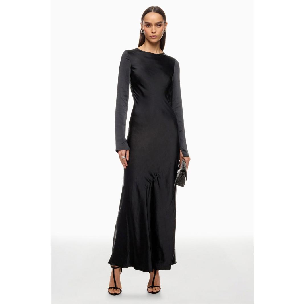 Weworewhat Black Backless Gown Size 4 With Fabric Snags & Stains